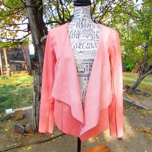 JustFab Peach Faux Leather Blazer